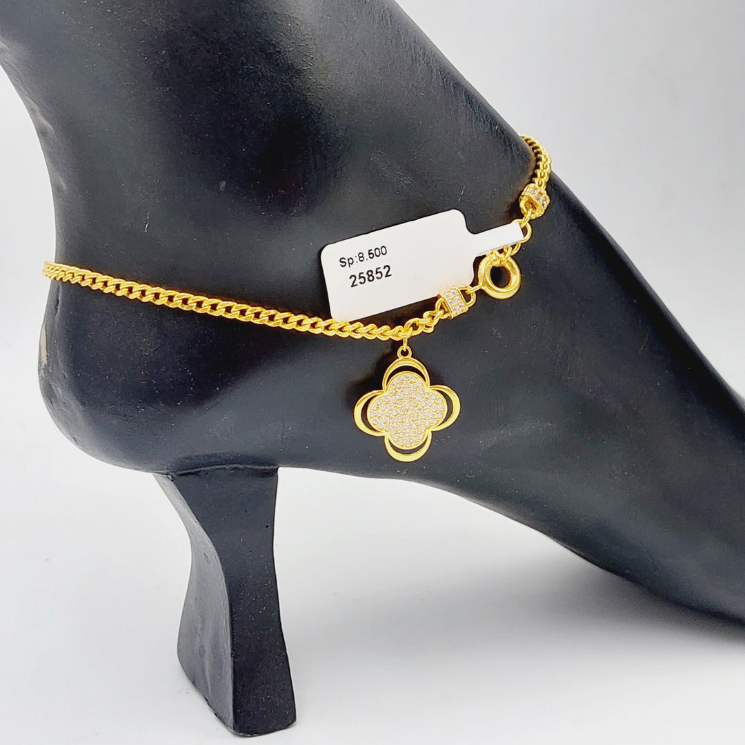 21K Gold 21K Clover Anklet by Saeed Jewelry - Image 4