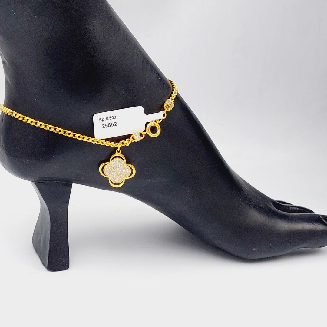 21K Gold 21K Clover Anklet by Saeed Jewelry - Image 5