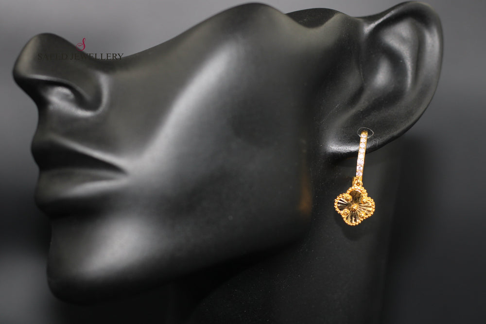 21K Gold 21K Clover Earrings by Saeed Jewelry - Image 2