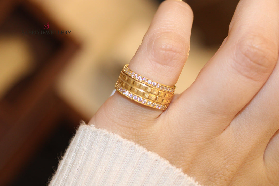 21K Gold Stone Wedding Ring by Saeed Jewelry - Image 3