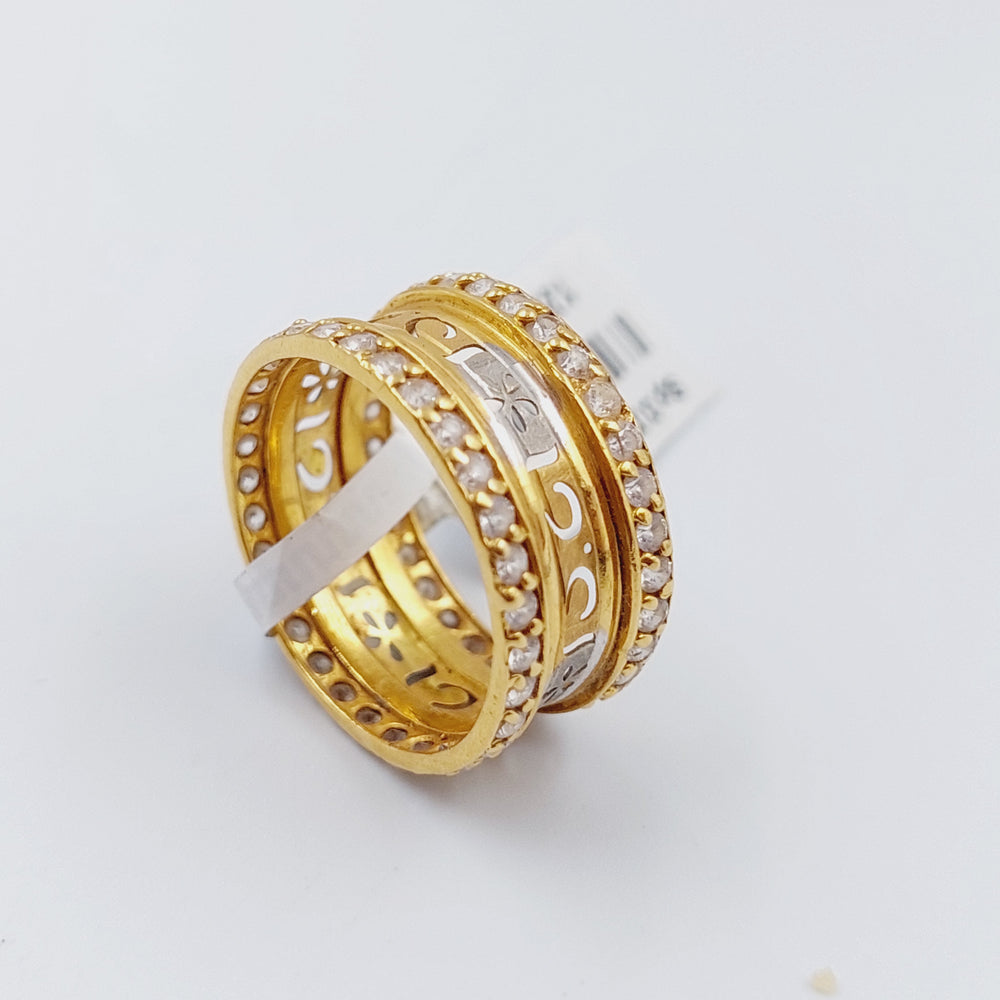 21K Stone Wedding Ring Made of 21K Yellow Gold by Saeed Jewelry-ذبلة-اكسترا-محجر-4