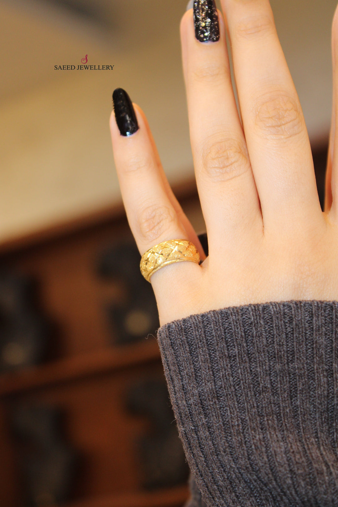 21K Gold Sugar Wedding Ring by Saeed Jewelry - Image 6