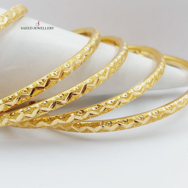 21K Thin Laser Bangle Made of 21K Yellow Gold by Saeed Jewelry-22425