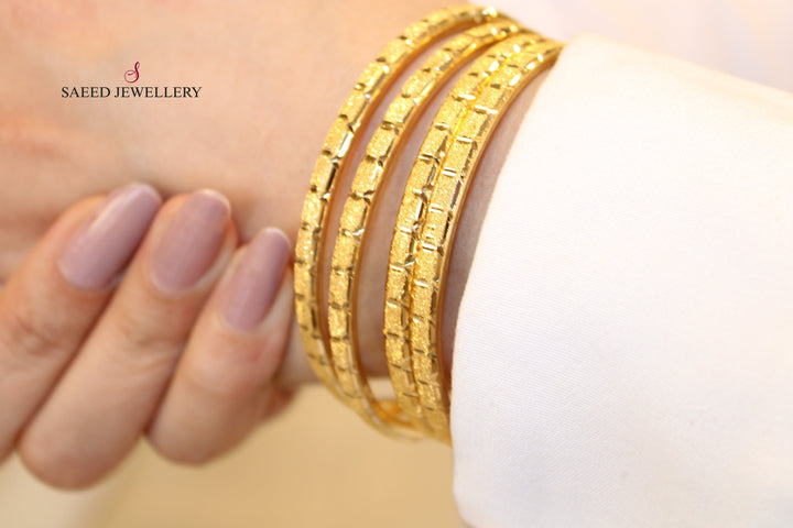 21K Thin Laser Bangle Made of 21K Yellow Gold by Saeed Jewelry-22437