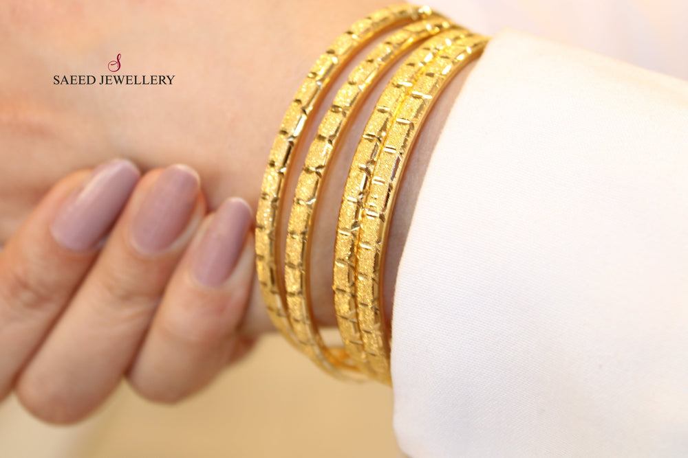 21K Thin Laser Bangle Made of 21K Yellow Gold by Saeed Jewelry-22437