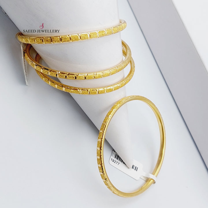 21K Thin Laser Bangle Made of 21K Yellow Gold by Saeed Jewelry-22437