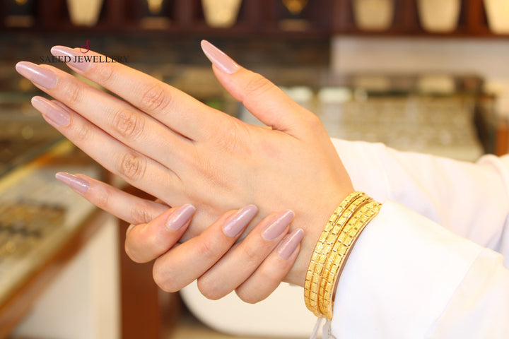 21K Thin Laser Bangle Made of 21K Yellow Gold by Saeed Jewelry-22437