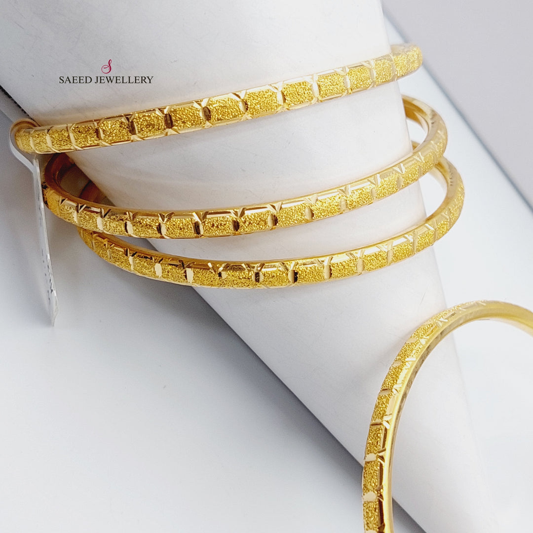 21K Thin Laser Bangle Made of 21K Yellow Gold by Saeed Jewelry-22437