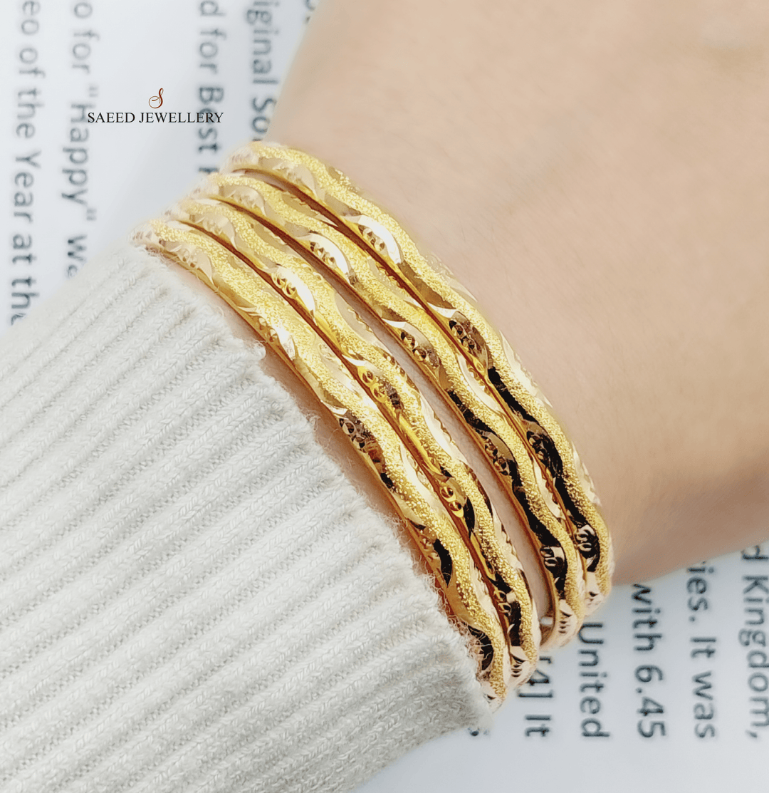 21K Thin Laser Bangle Made of 21K Yellow Gold by Saeed Jewelry-23017