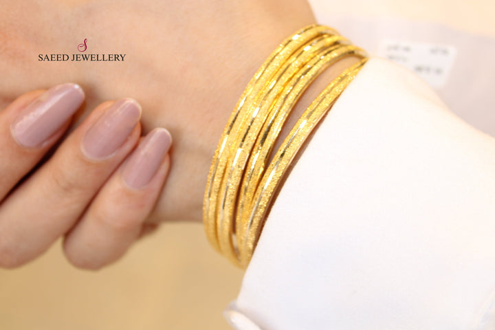 21K Thin Laser Bangle Made of 21K Yellow Gold by Saeed Jewelry-24550