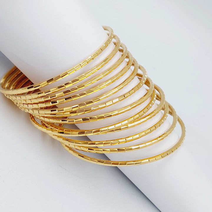 21K Gold Thin Laser Bangle by Saeed Jewelry - Image 5