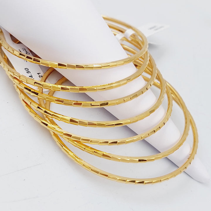 21K Gold Thin Laser Bangle by Saeed Jewelry - Image 1