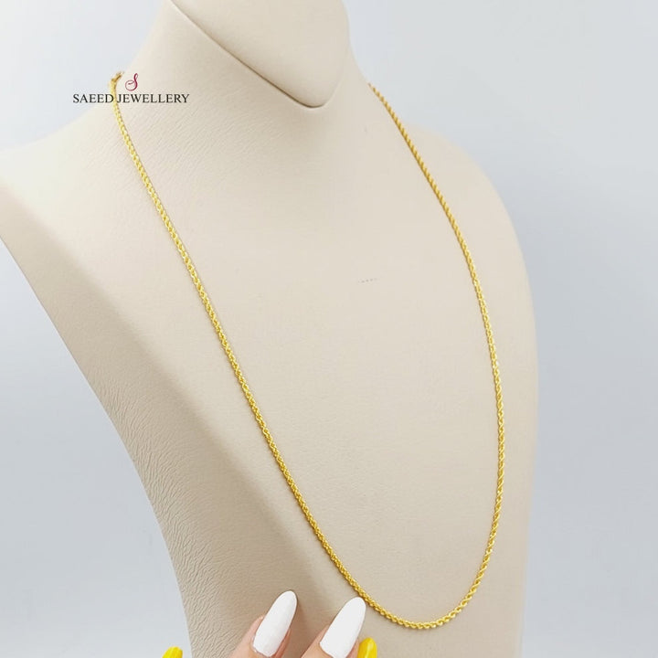 21K Gold Thin Rope Chain by Saeed Jewelry - Image 6