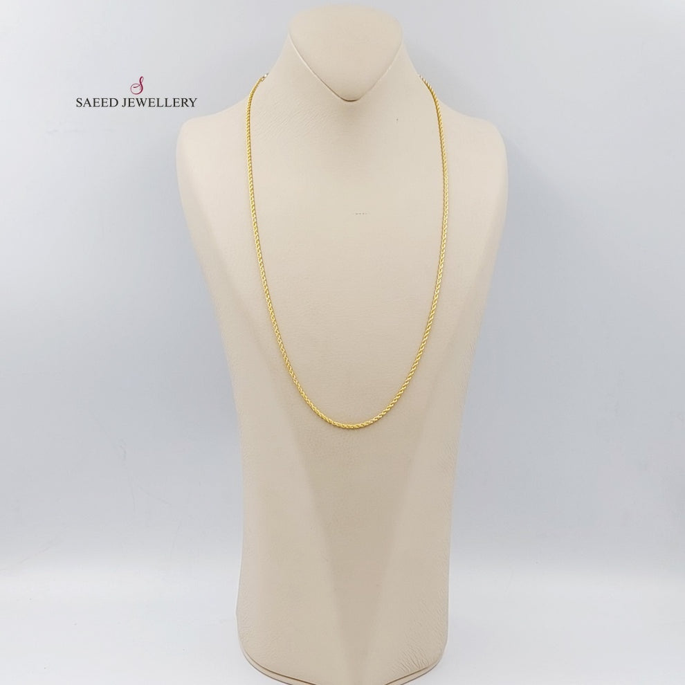 21K Gold Thin Rope Chain by Saeed Jewelry - Image 3