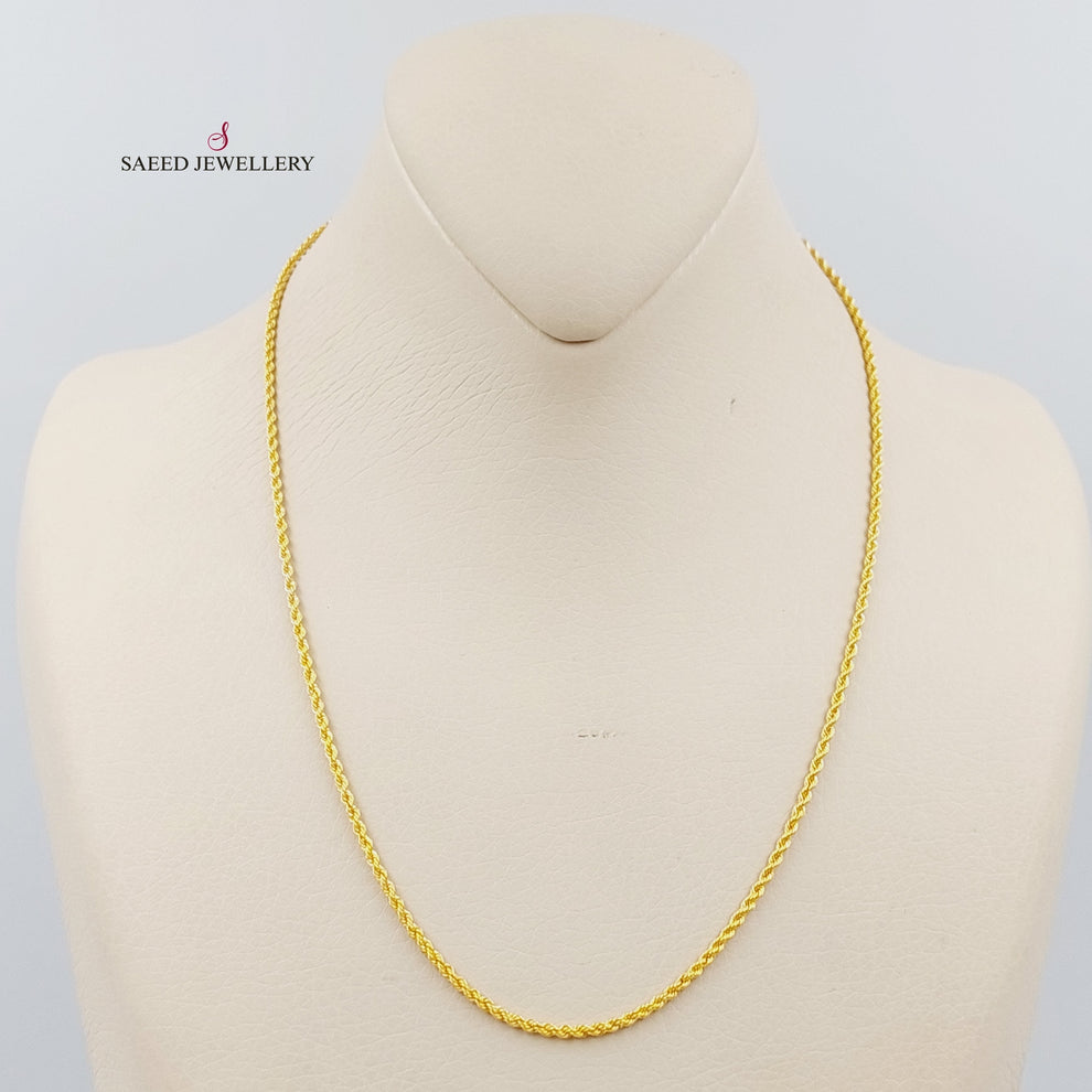 21K Gold Thin Rope Chain by Saeed Jewelry - Image 2
