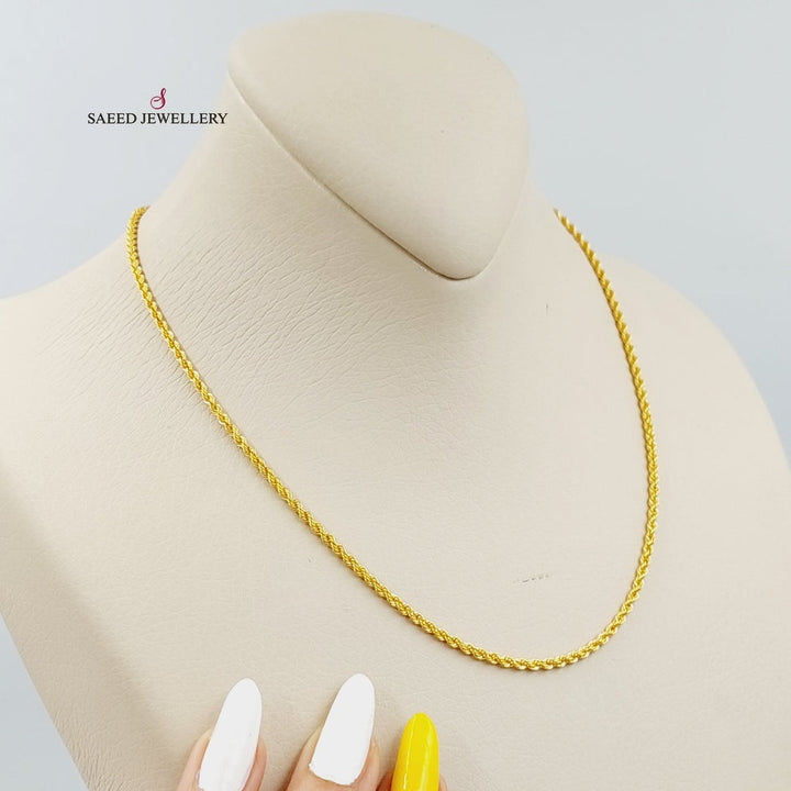 21K Gold Thin Rope Chain by Saeed Jewelry - Image 5