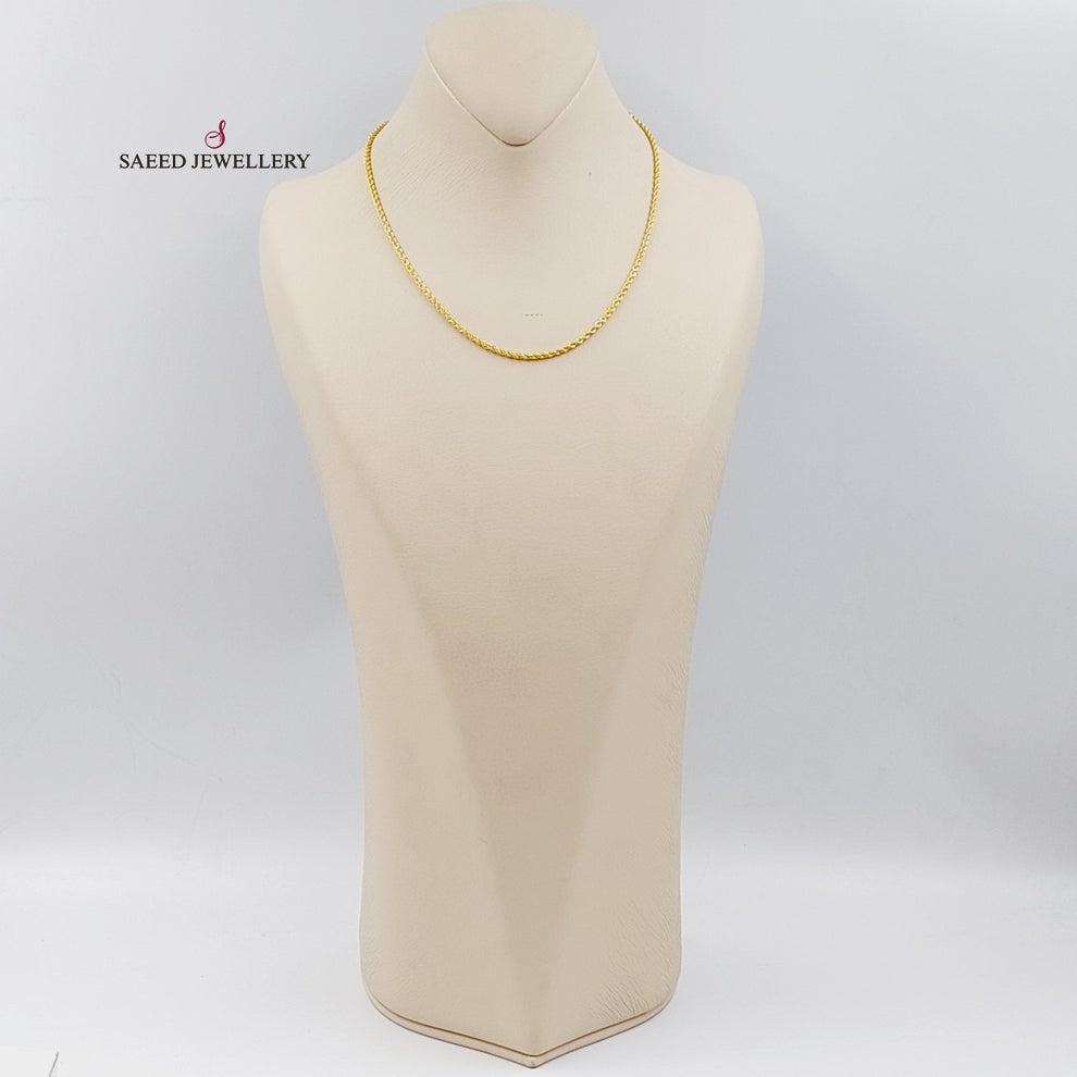 21K Gold Thin Rope Chain by Saeed Jewelry - Image 4