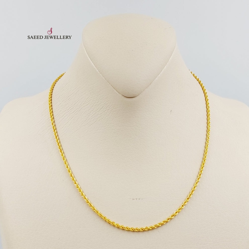 21K Gold Thin Rope Chain by Saeed Jewelry - Image 1