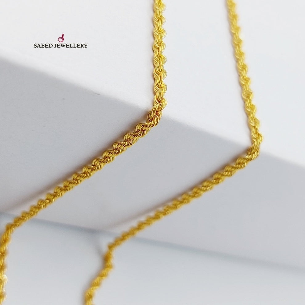 21K Gold Thin Rope Chain by Saeed Jewelry - Image 2