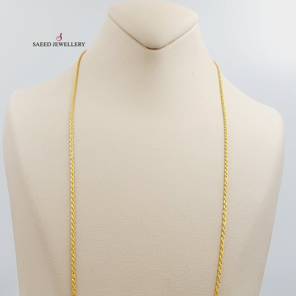 21K Gold Thin Rope Chain by Saeed Jewelry - Image 2