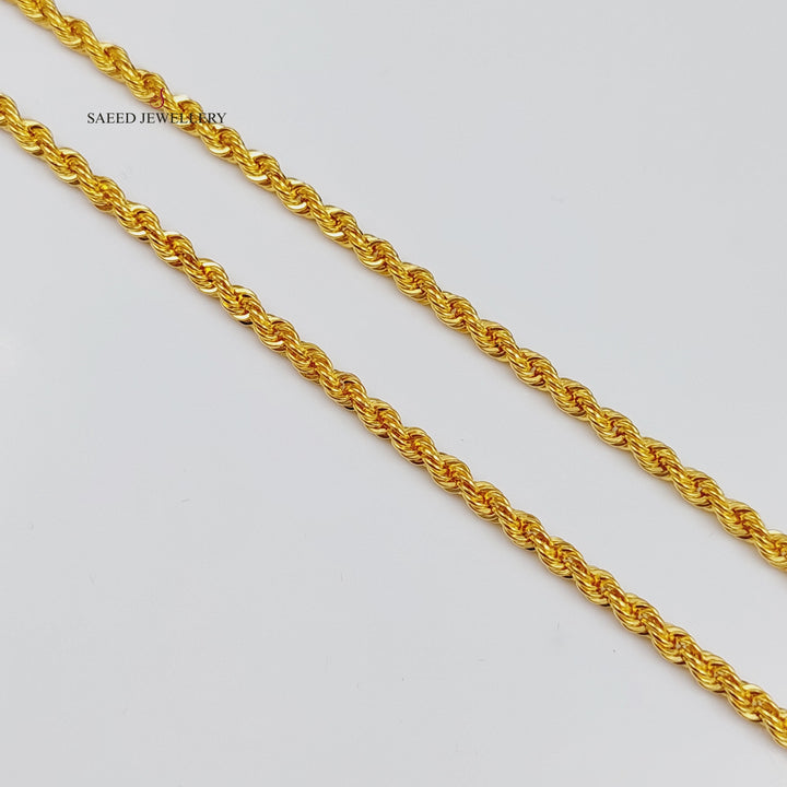 21K Gold Thin Rope Chain by Saeed Jewelry - Image 3