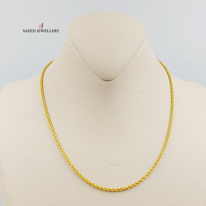 21K Gold Thin Rope Chain by Saeed Jewelry - Image 1