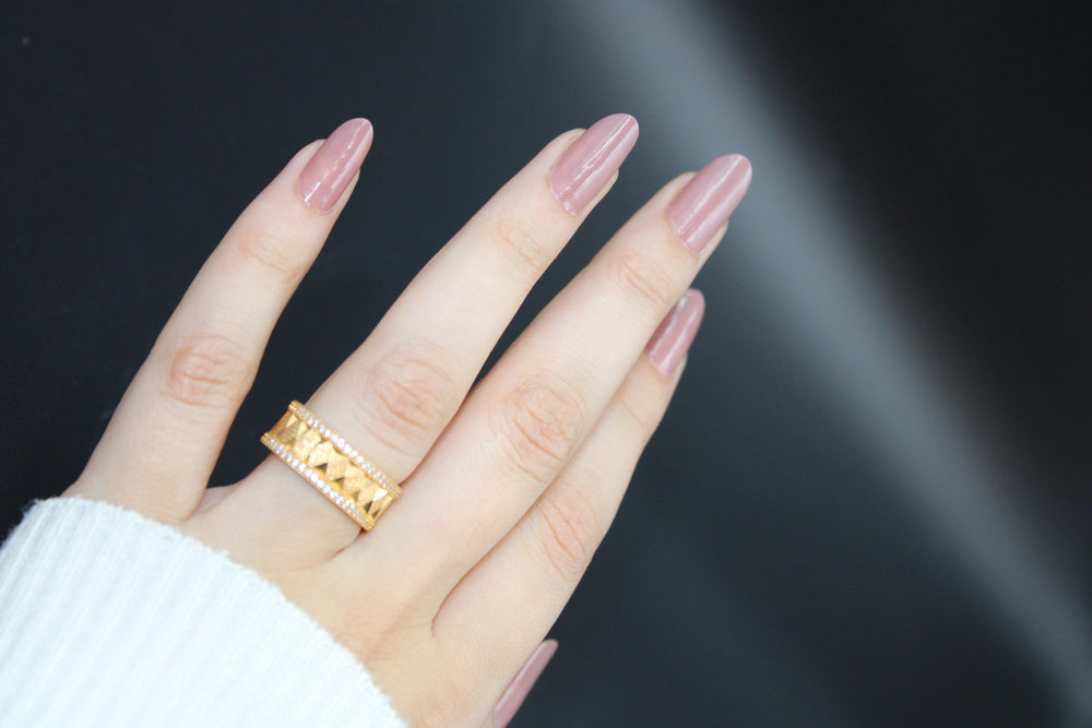 21K Gold Thin Zirconia Wedding Ring by Saeed Jewelry - Image 2