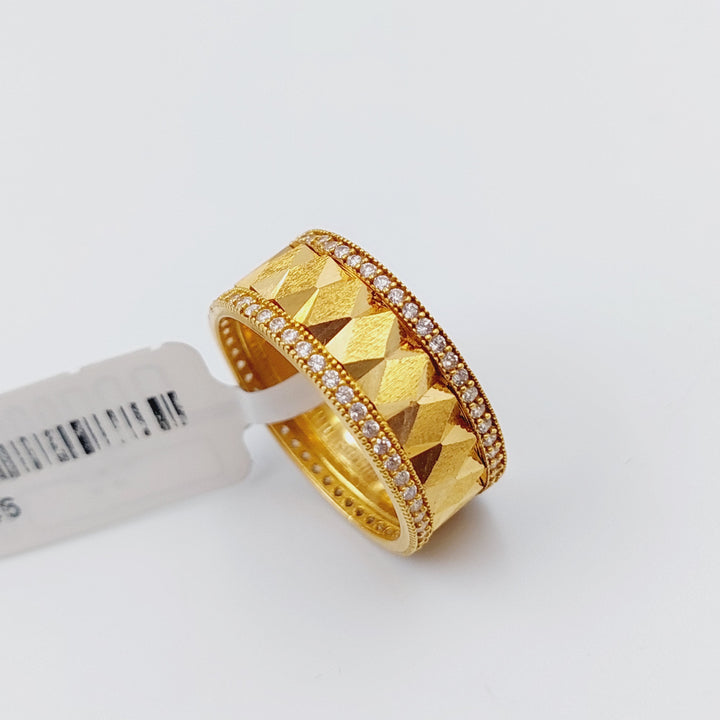 21K Gold Thin Zirconia Wedding Ring by Saeed Jewelry - Image 3