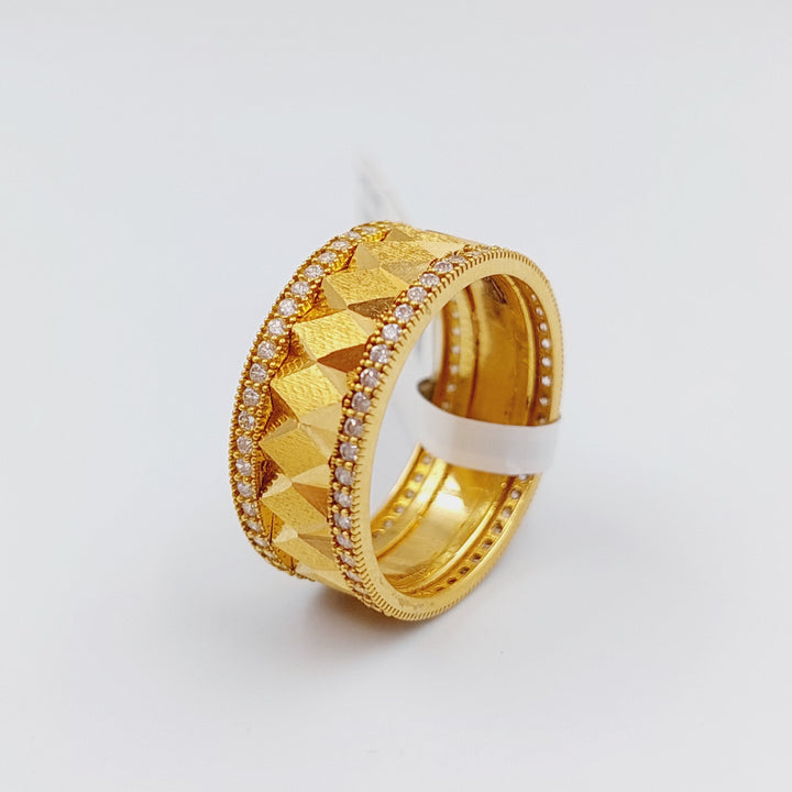 21K Gold Thin Zirconia Wedding Ring by Saeed Jewelry - Image 1