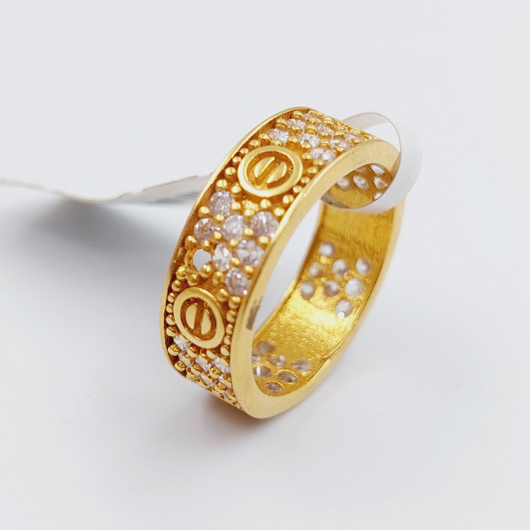 21K Gold Thin Zirconia Wedding Ring by Saeed Jewelry - Image 1