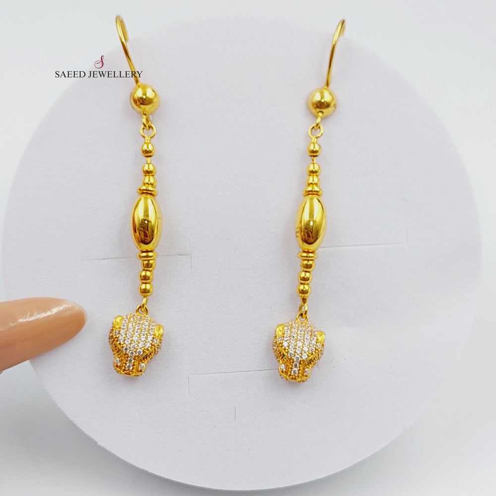 21K Gold Tiger Earrings by Saeed Jewelry - Image 2