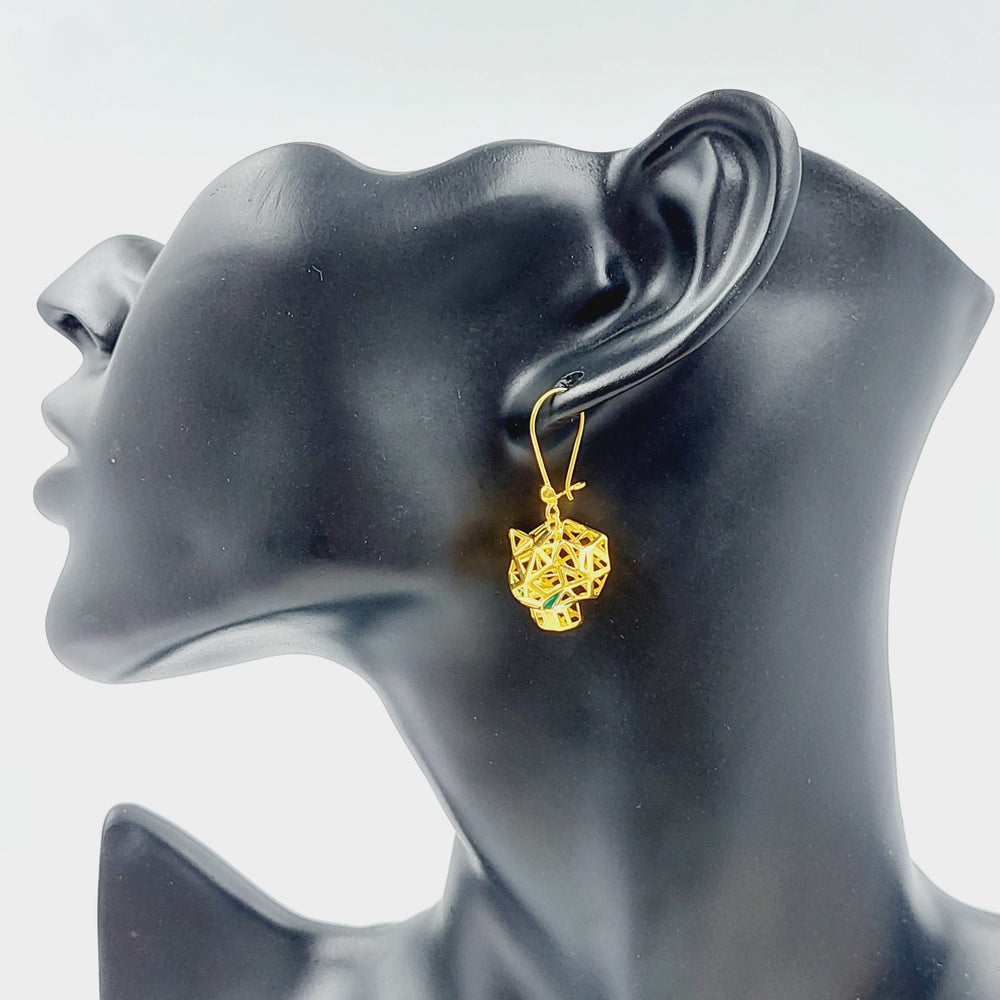 21K Gold Tiger Earrings by Saeed Jewelry - Image 2