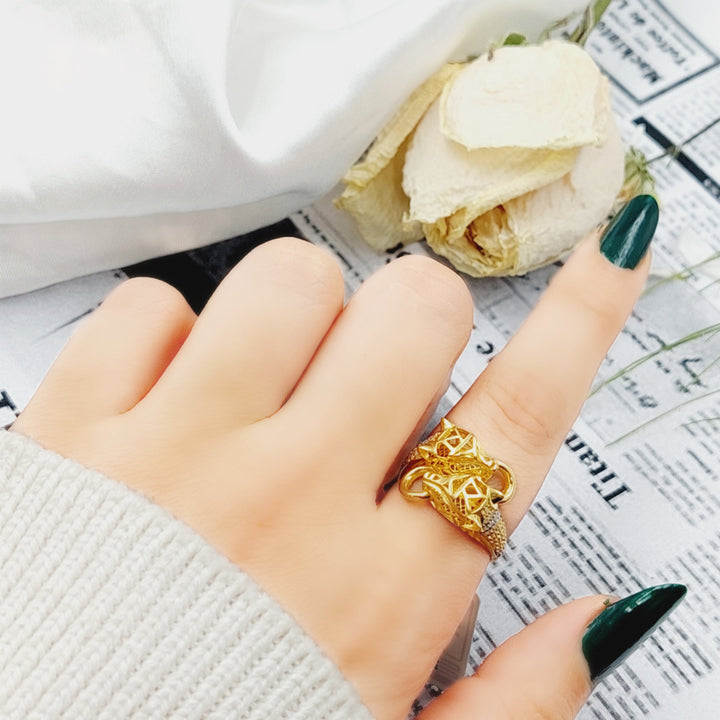 21K Tiger Ring Made of 21K Yellow Gold by Saeed Jewelry-26202