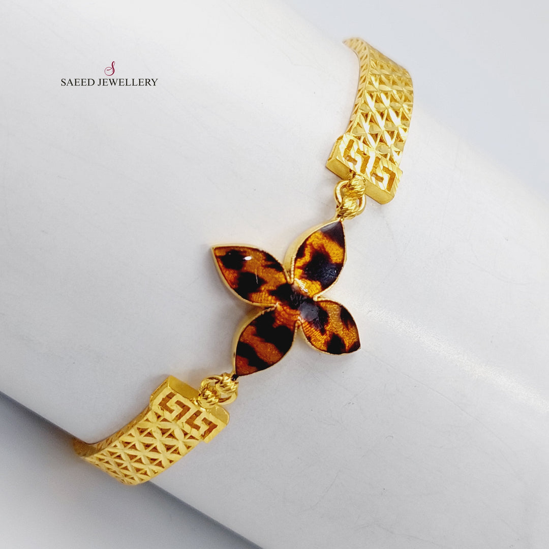 21K Gold Enameled Turkish Tiger Bangle Bracelet by Saeed Jewelry - Image 1