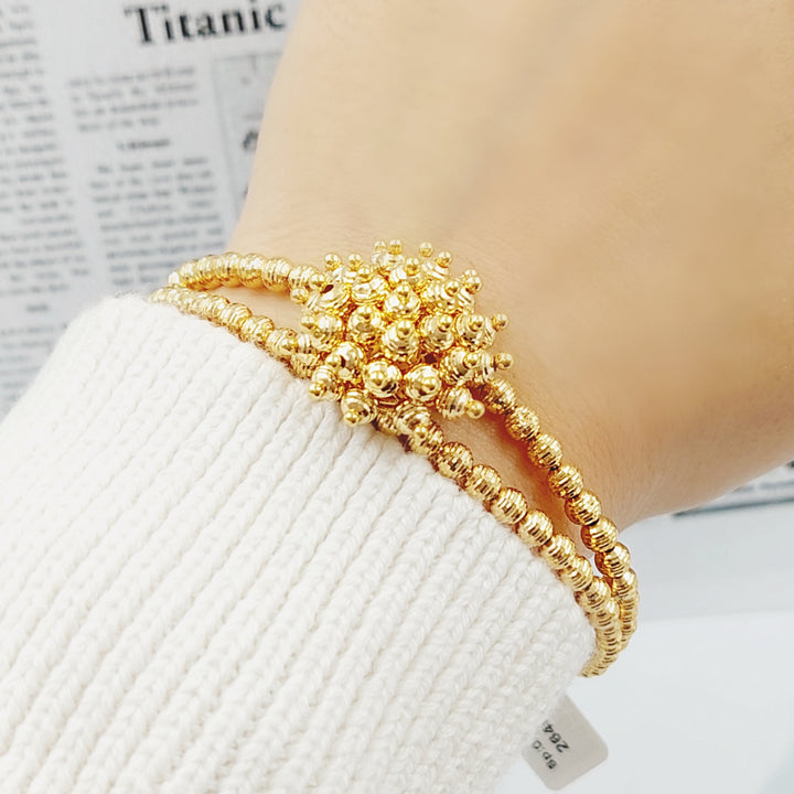 21K Gold Turkish Balls Bangle Bracelet by Saeed Jewelry - Image 2