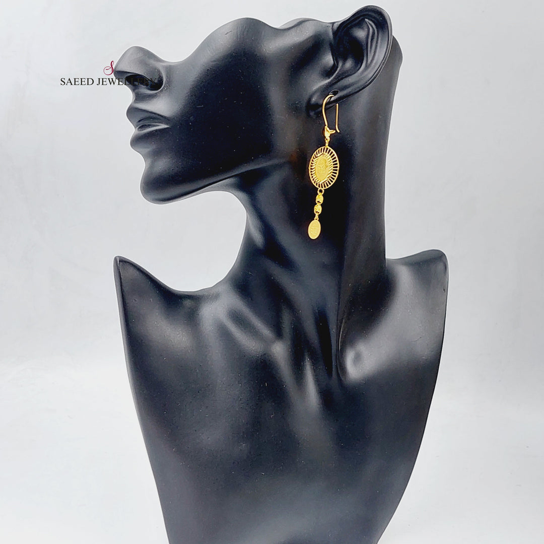 21K Gold Turkish Earrings by Saeed Jewelry - Image 2