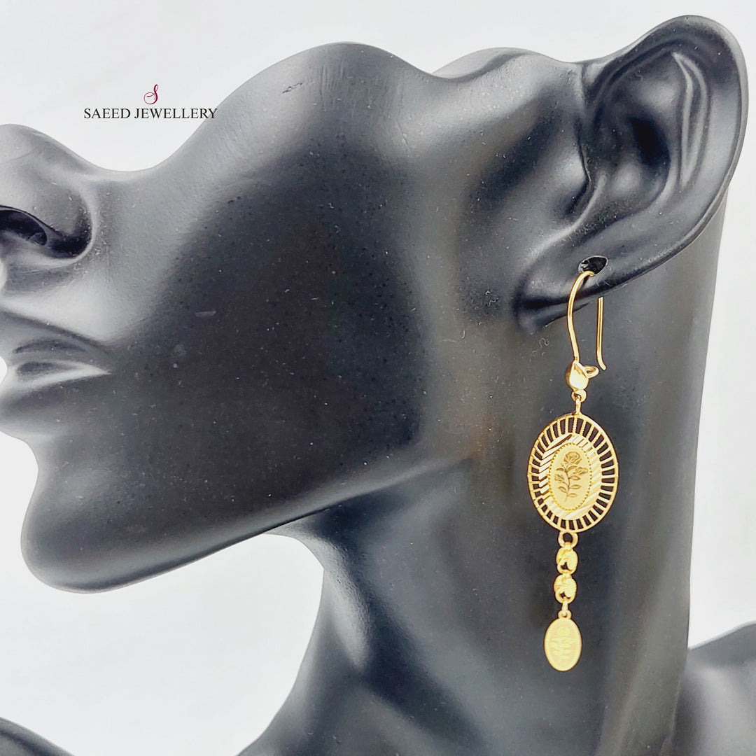 21K Gold Turkish Earrings by Saeed Jewelry - Image 3