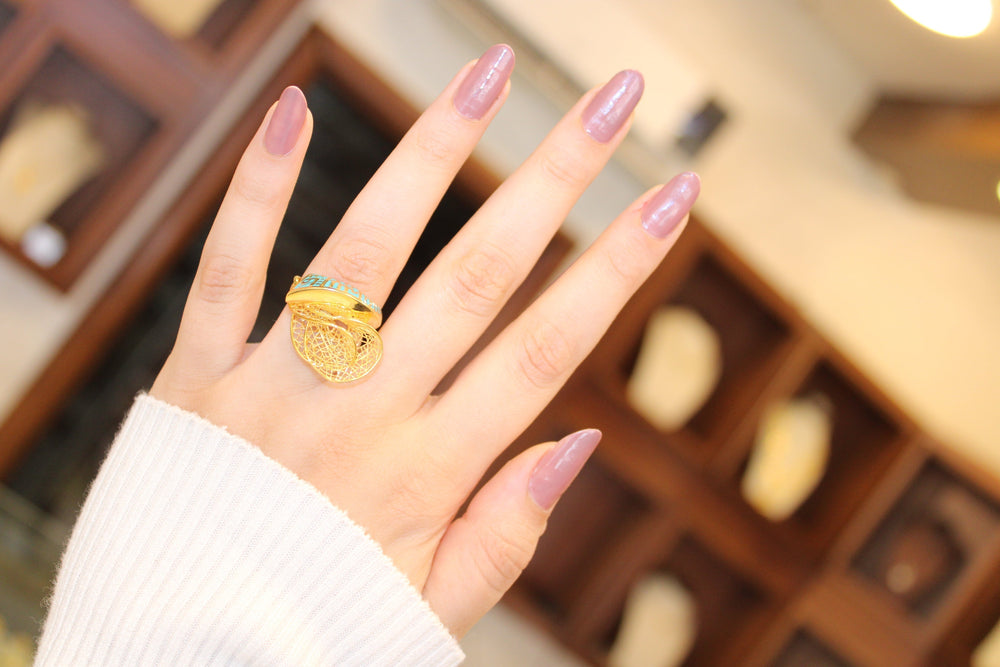 21K Gold Turkish Enamel Ring by Saeed Jewelry - Image 2