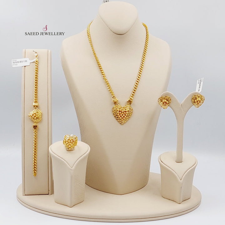 21K Gold Four Pieces Turkish Fancy Set by Saeed Jewelry - Image 1