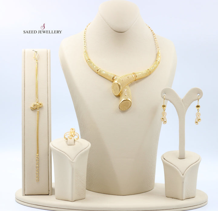 21K Gold Four Pieces Turkish Fancy Set by Saeed Jewelry - Image 1