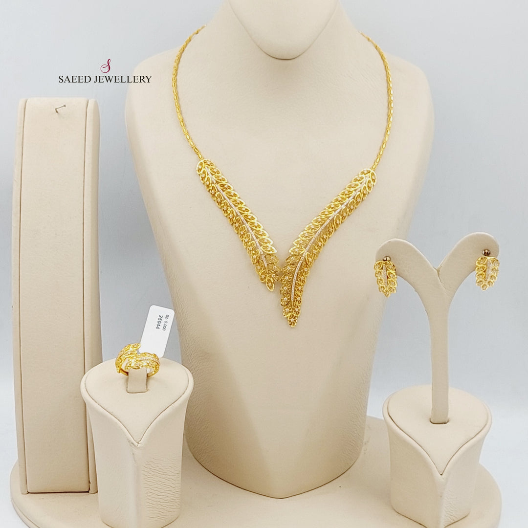 21K Gold Three Pieces Turkish Fancy Set by Saeed Jewelry - Image 1