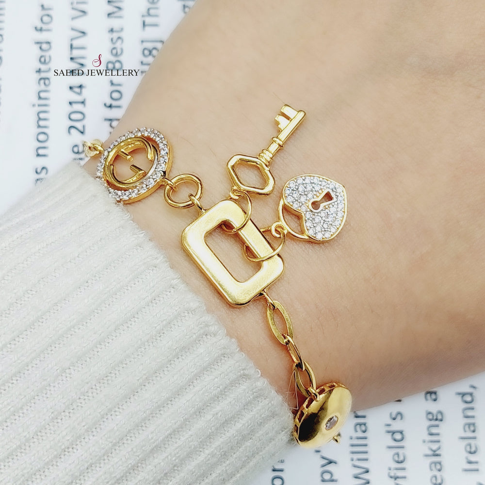 21K Gold Turkish Lock Bracelet by Saeed Jewelry - Image 2