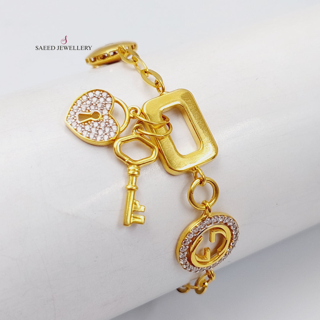 21K Gold Turkish Lock Bracelet by Saeed Jewelry - Image 1