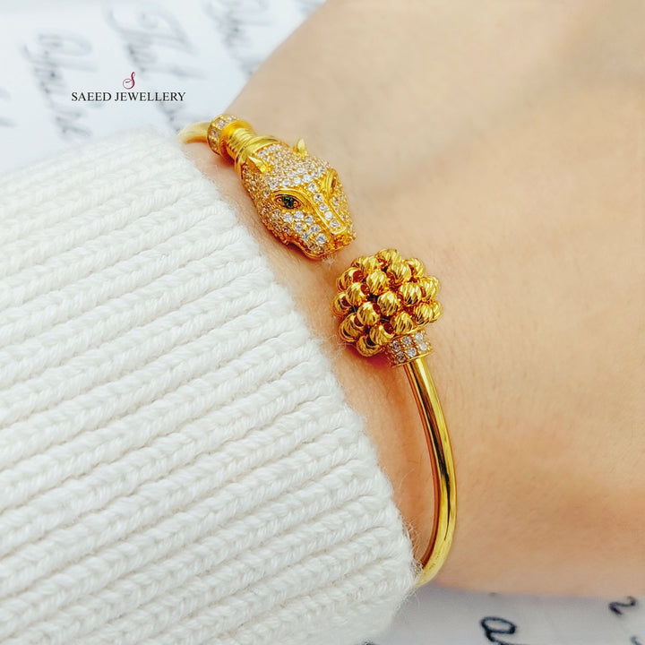 21K Gold Turkish Tiger Bracelet by Saeed Jewelry - Image 5