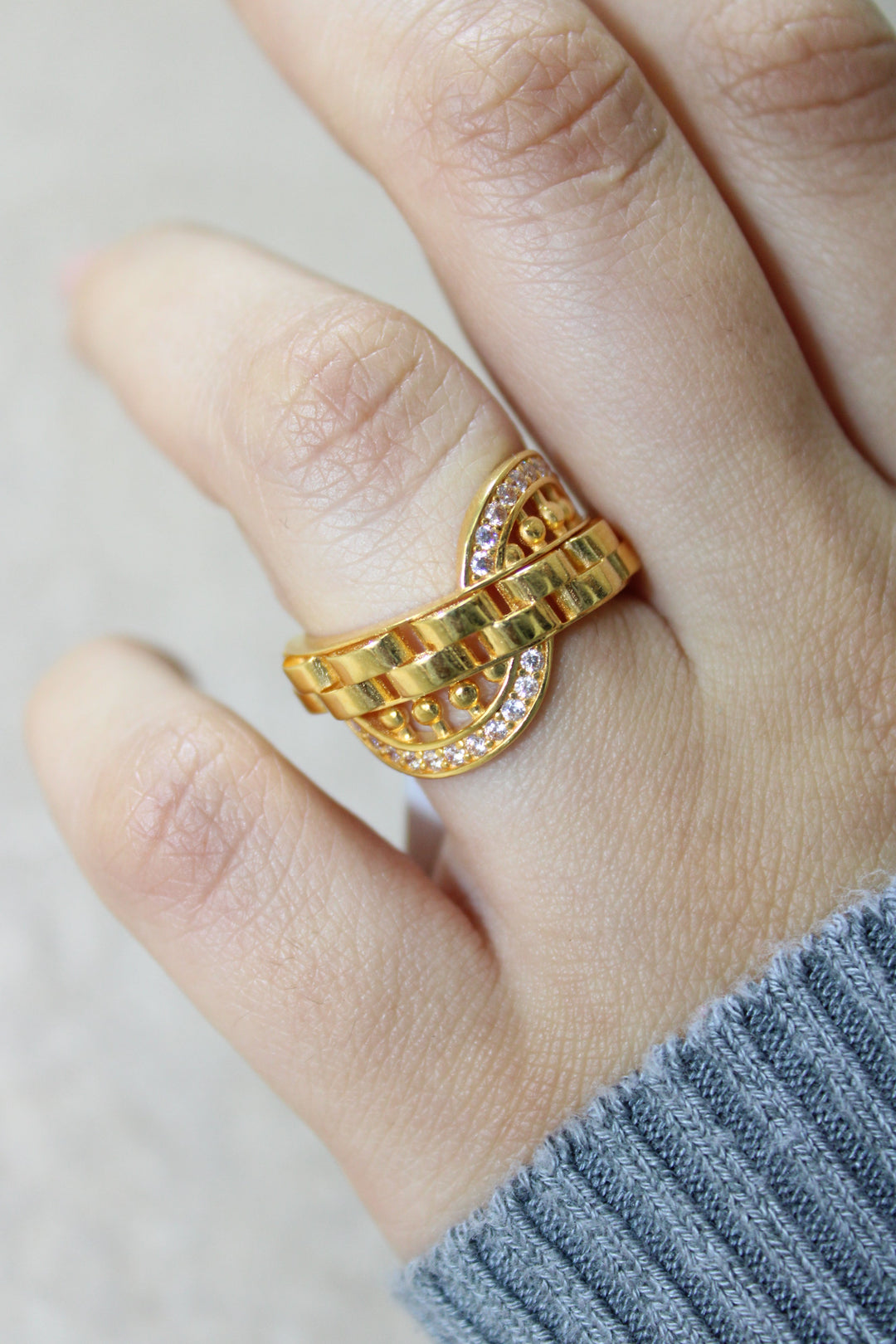 21K Gold Turkish Zirconia Ring by Saeed Jewelry - Image 1