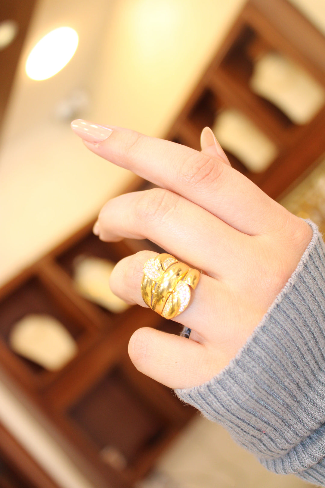 21K Gold Turkish Zirconia Ring by Saeed Jewelry - Image 3