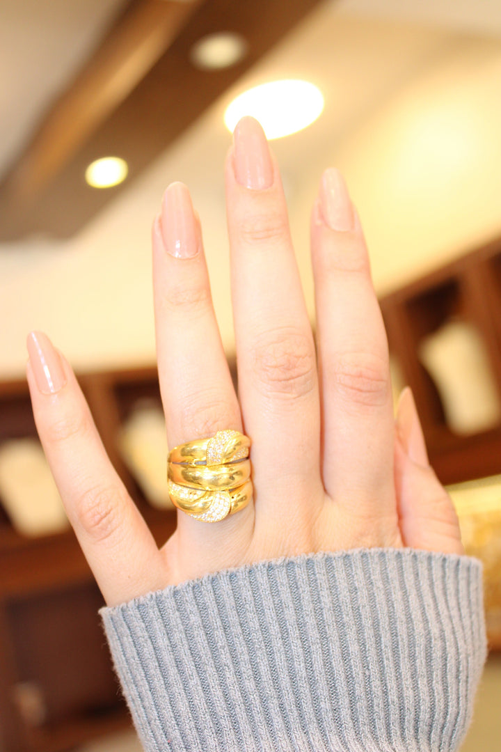 21K Gold Turkish Zirconia Ring by Saeed Jewelry - Image 8