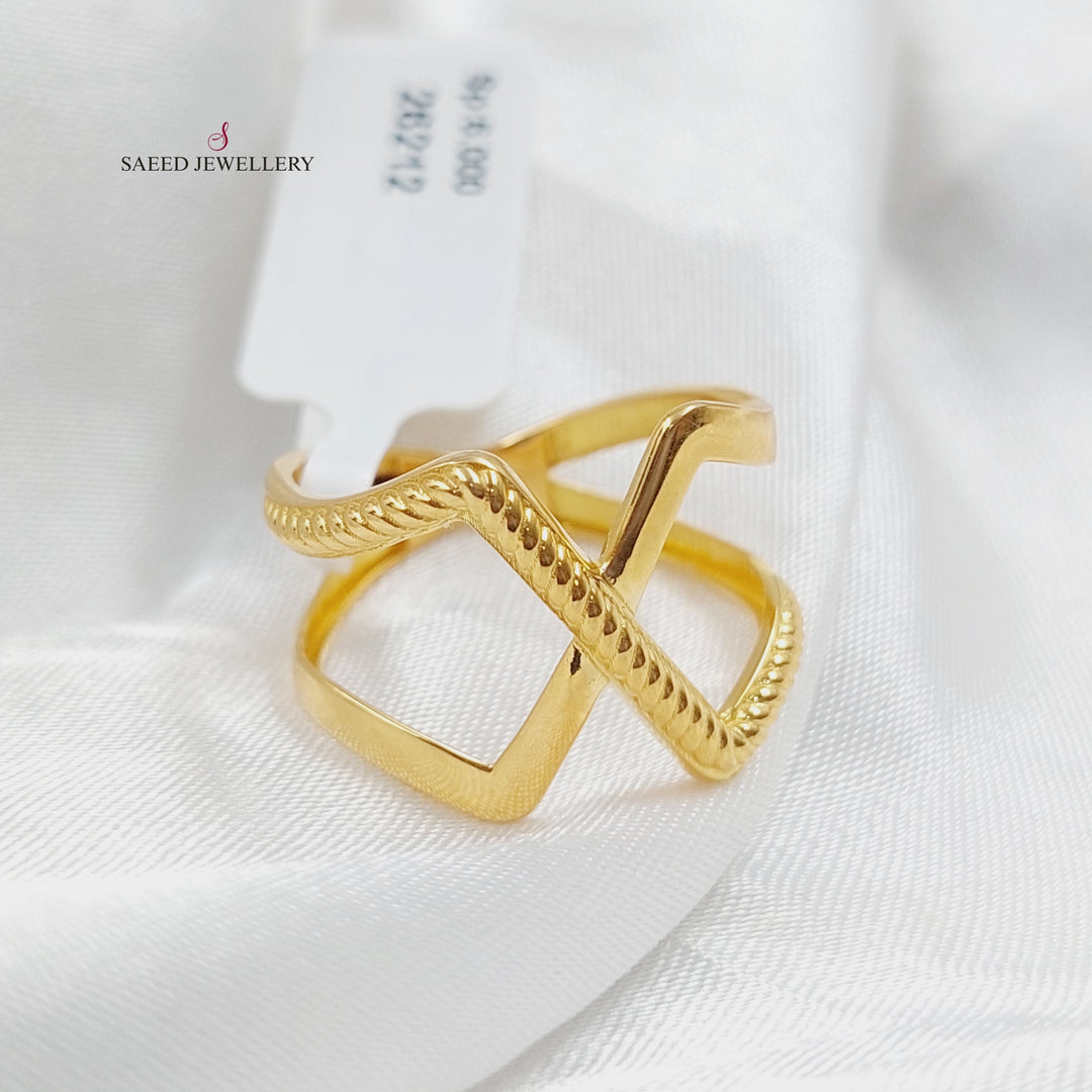 21K Gold Turkish x Ring by Saeed Jewelry - Image 4