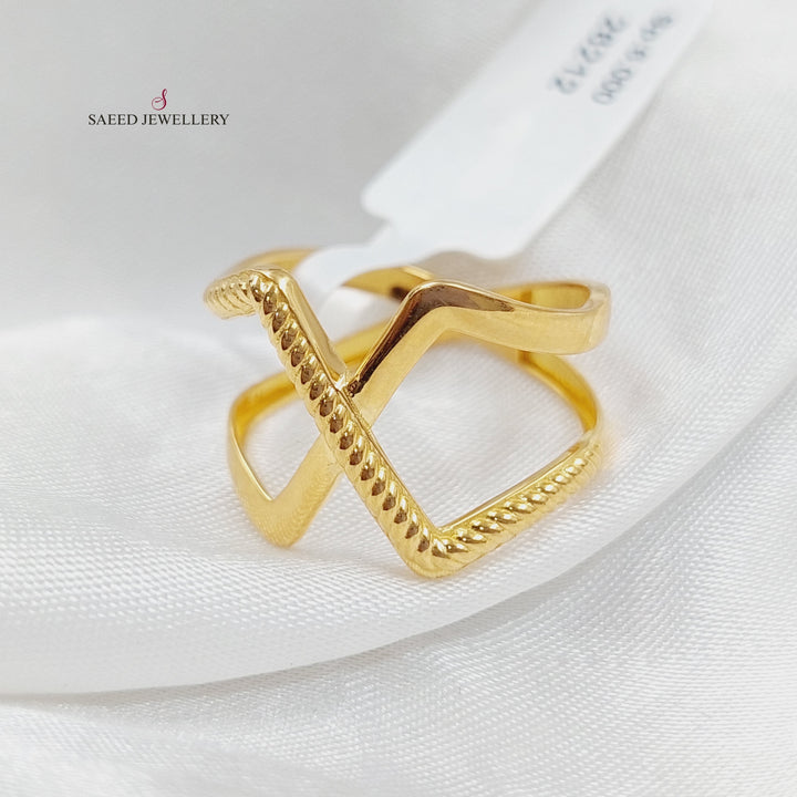 21K Gold Turkish x Ring by Saeed Jewelry - Image 1