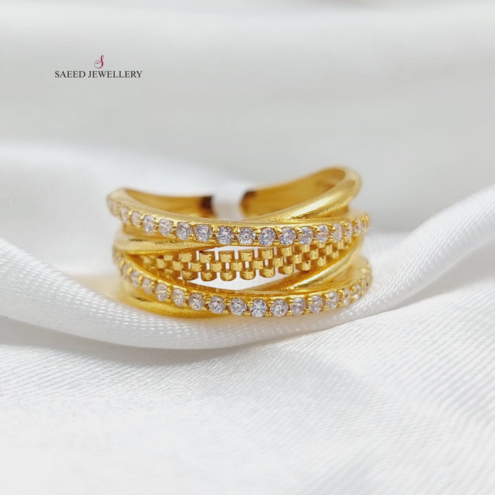 21K Turkish x Ring Made of 21K Yellow Gold by Saeed Jewelry-26580